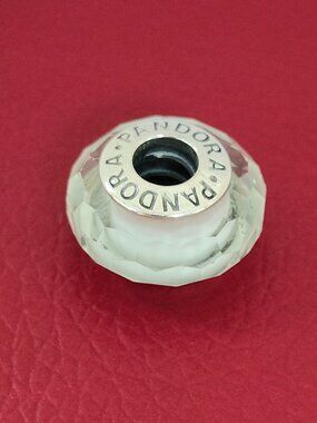 Pandora Fascinating White Faceted Murano Glass Charm Bead with box